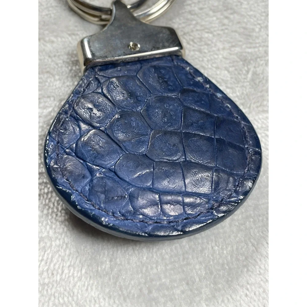 Vintage Gianni Versace Medusa Keychain Unisex Blue Leather Italy